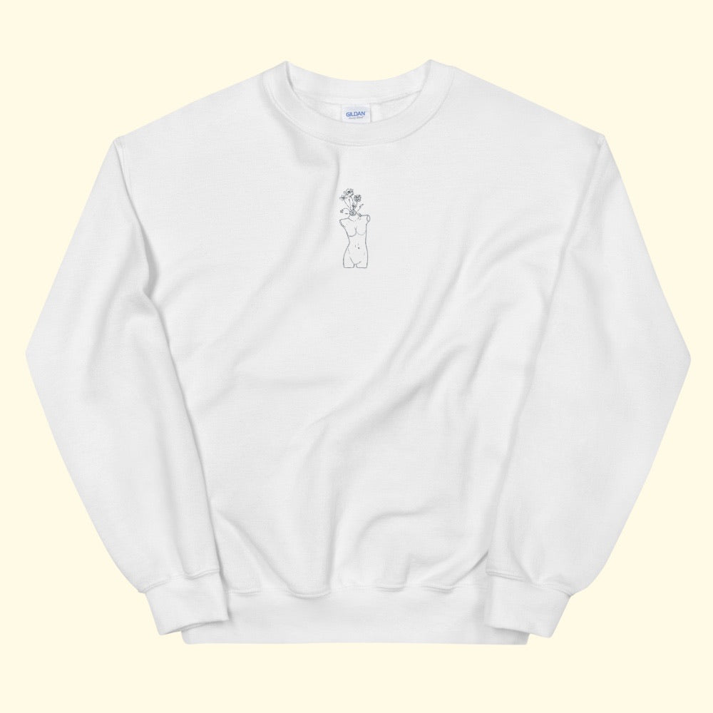 Avocado 3D Embroidery Crewneck Sweatshirt White Cotton – Cueva