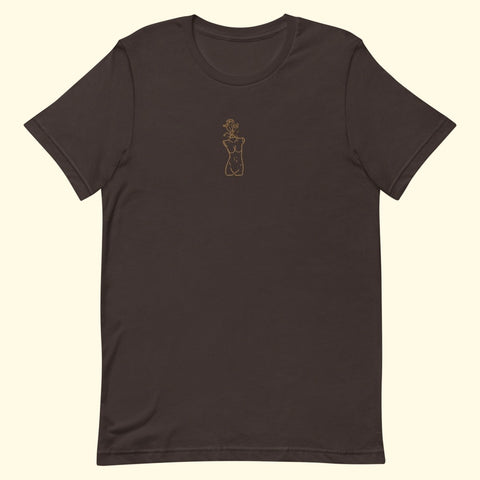brown "growth" embroidered t-shirt