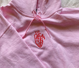 baby pink embroidered heart hoodie