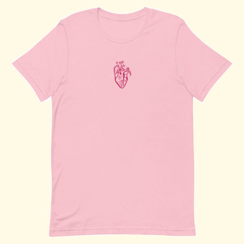 baby pink embroidered heart shirt