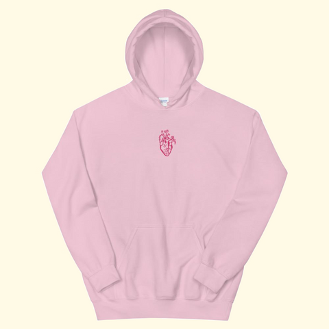 baby pink embroidered heart hoodie