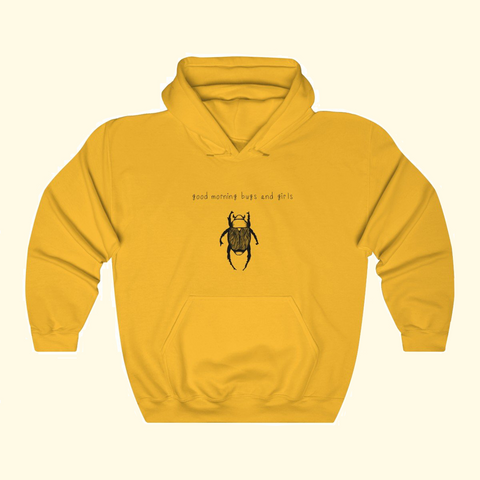 “good morning bugs and girls” beetle hoodie