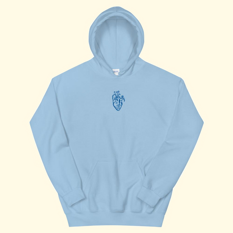 baby blue embroidered heart hoodie